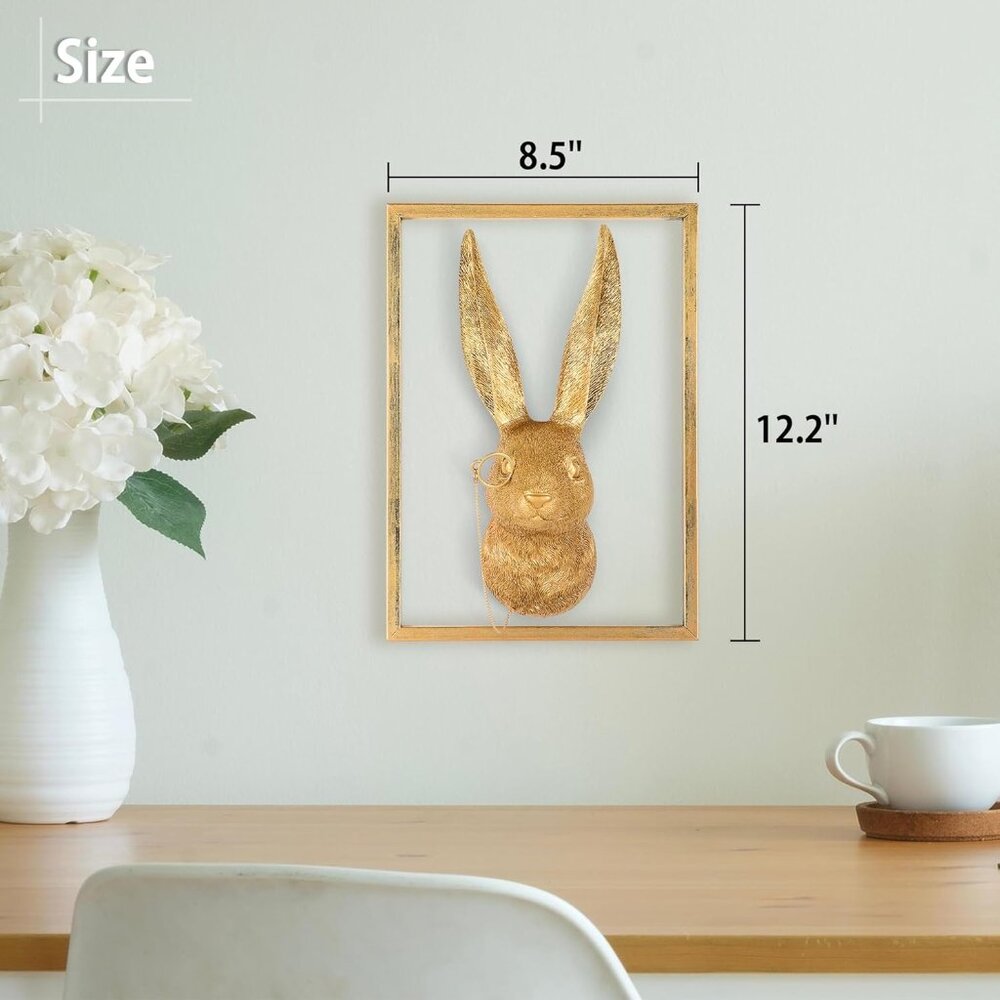Gold Rabbit Head Wall Decor - Picture 5 of 8